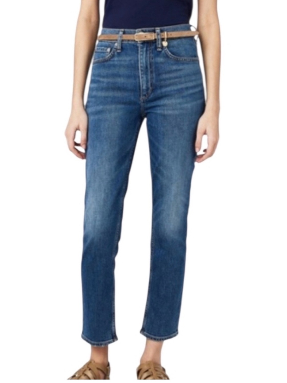 rag & bone High-Rise Straight Leg Jeans - Blue